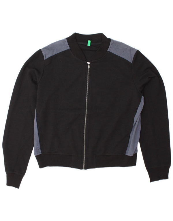 BENETTON Chaqueta top de chándal corta para mujer UK 46 Large Black Colourblock
