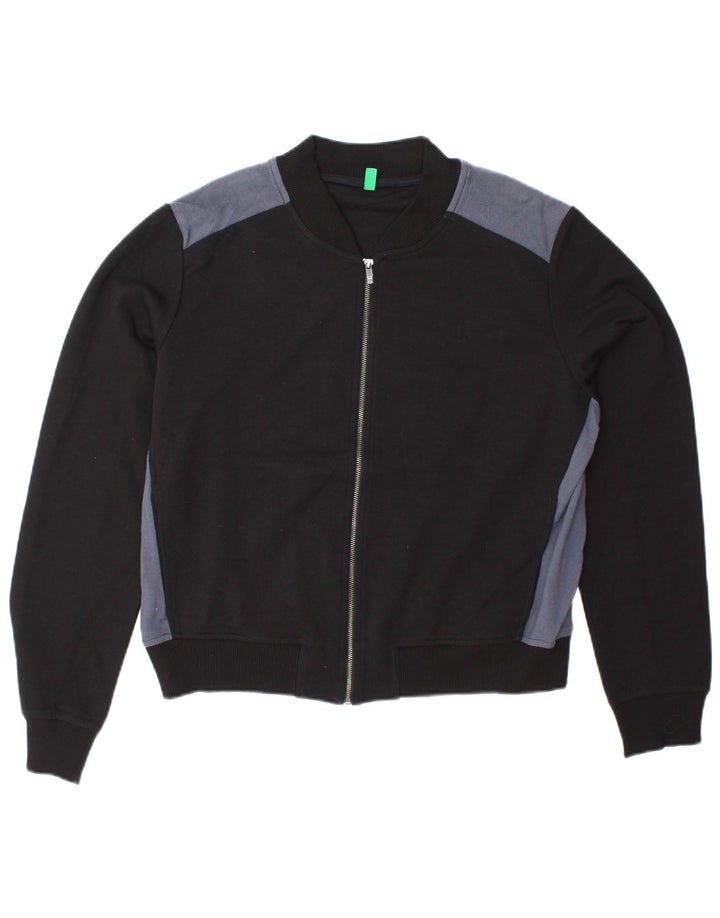 BENETTON Chaqueta top de chándal corta para mujer UK 46 Large Black Colourblock