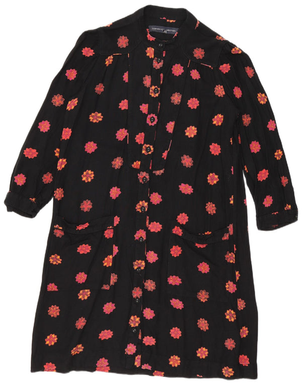 French Connection Vestido camisero de manga 3/4 para mujer UK 40 Small Black Floral