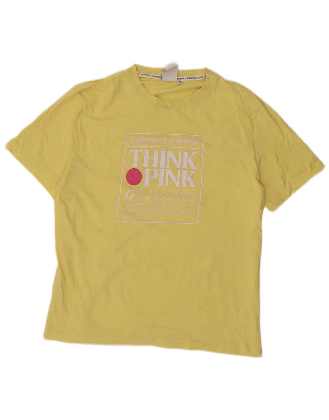Think Pink Camiseta gráfica para hombre Top IT 48 Algodón amarillo medio