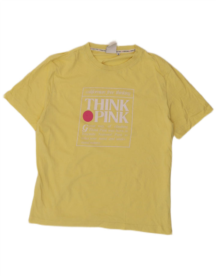 Think Pink Camiseta gráfica para hombre Top IT 48 Algodón amarillo medio