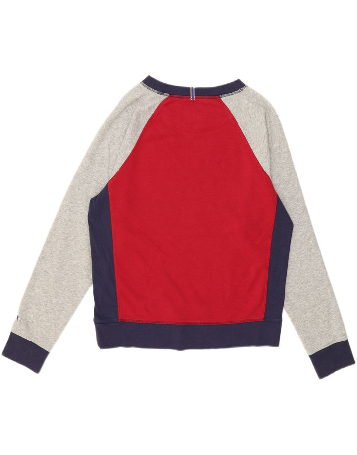CHAMPION Mens Graphic Sweatshirt Jumper Medium Red Colourblock Vintage Champion and Second-Hand Champion from Messina Hembry 