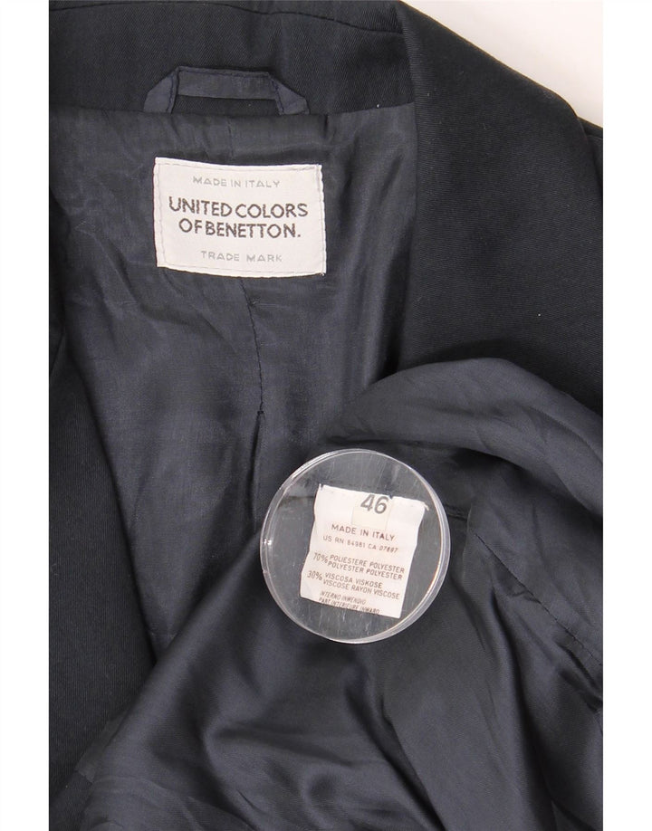BENETTON Chaqueta tipo blazer de 2 botones para mujer IT 46 Grande Poliéster azul marino