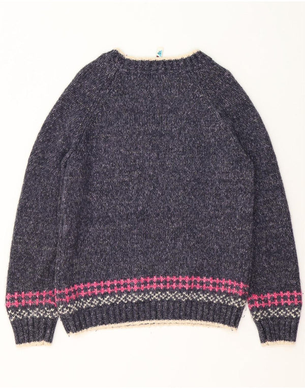 Weird Fish Suéter tipo jersey con cuello barco para mujer UK 12 Medium Azul marino Fair Isle