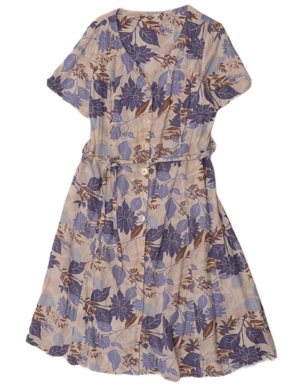 Marks & Spencer Vestido camisero de manga corta para mujer UK 46 Grande Azul Floral
