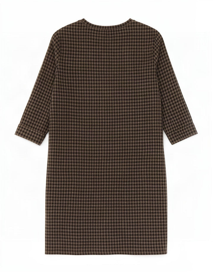 Marks & Spencer Vestido recto de manga 3/4 para mujer UK 40 Small Grey Gingham