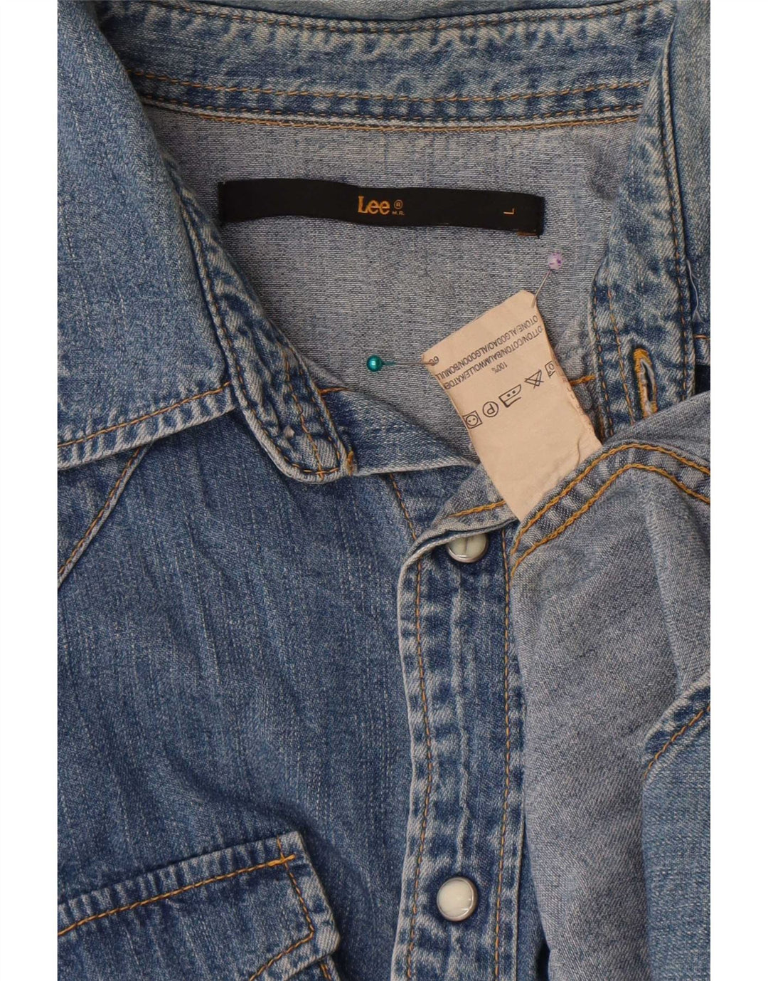 Lee Camisa Vaquera Para Hombre Algodón Azul Grande
