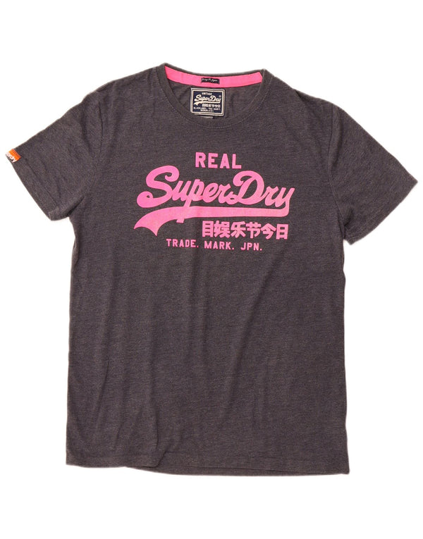 Superdry Hombre Camiseta Gráfica Top XL Algodón Gris