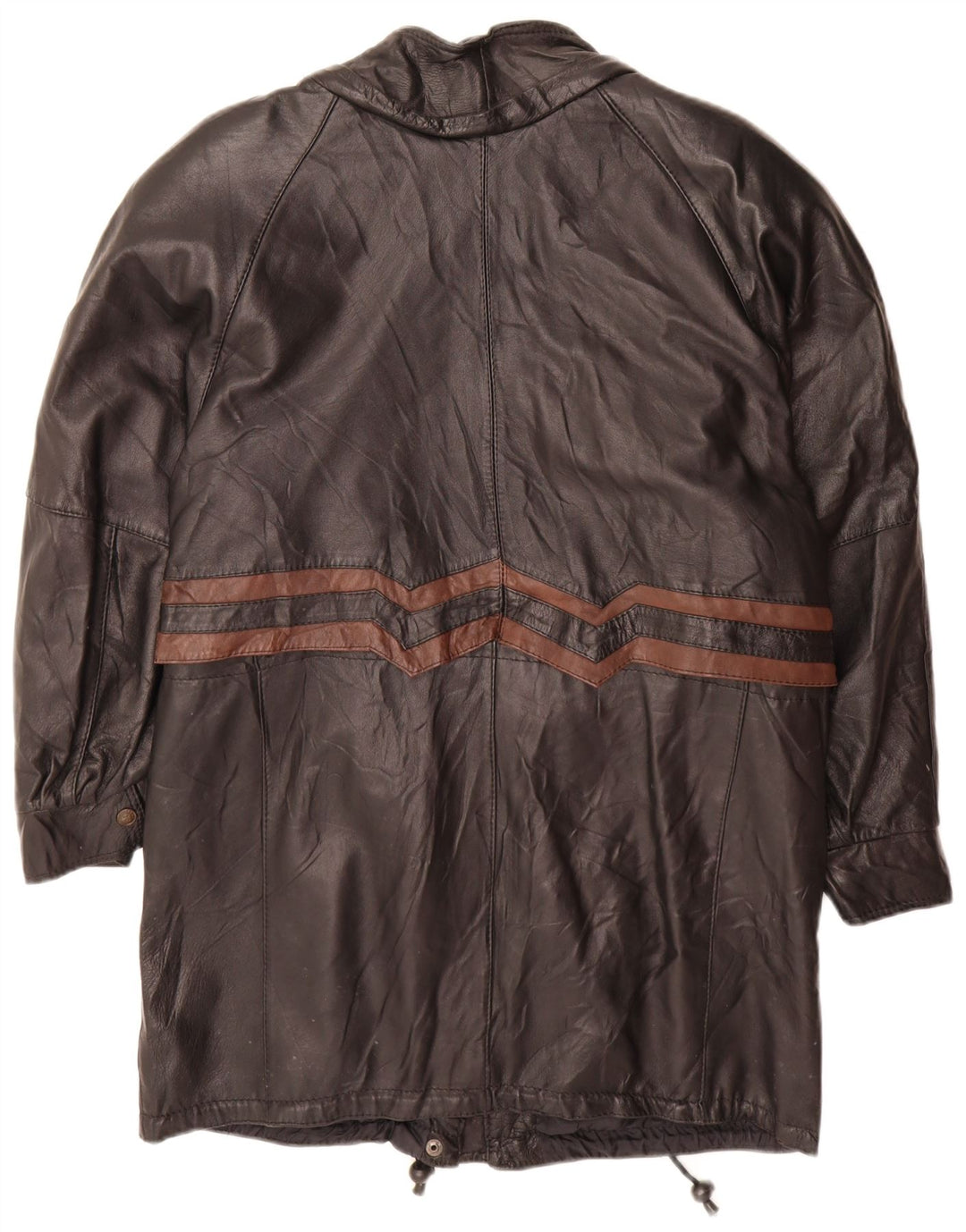 Vintage mujer cuero abrigo Reino Unido 16 grande negro colorblock