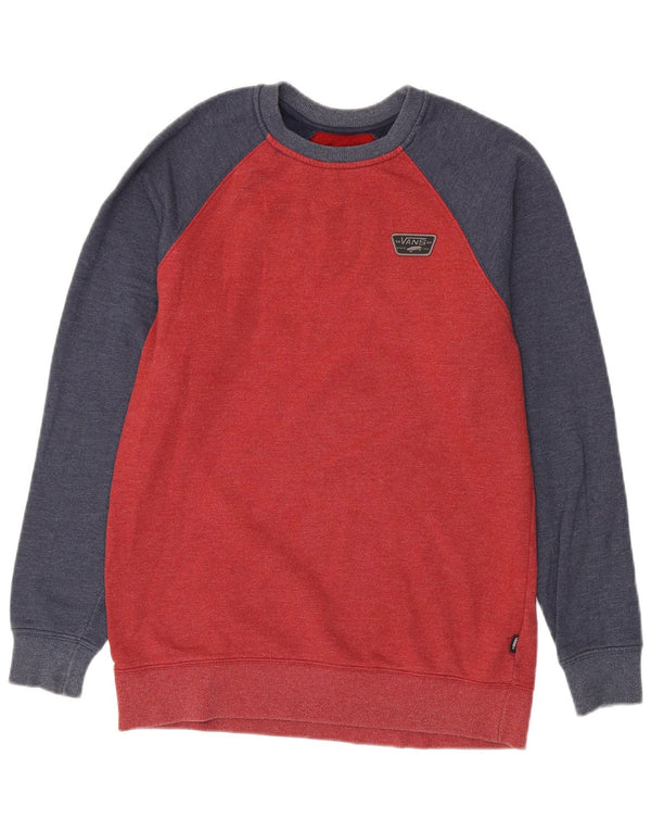 VANS Hombre Sudadera Jumper Small Rojo Colorblock Algodón