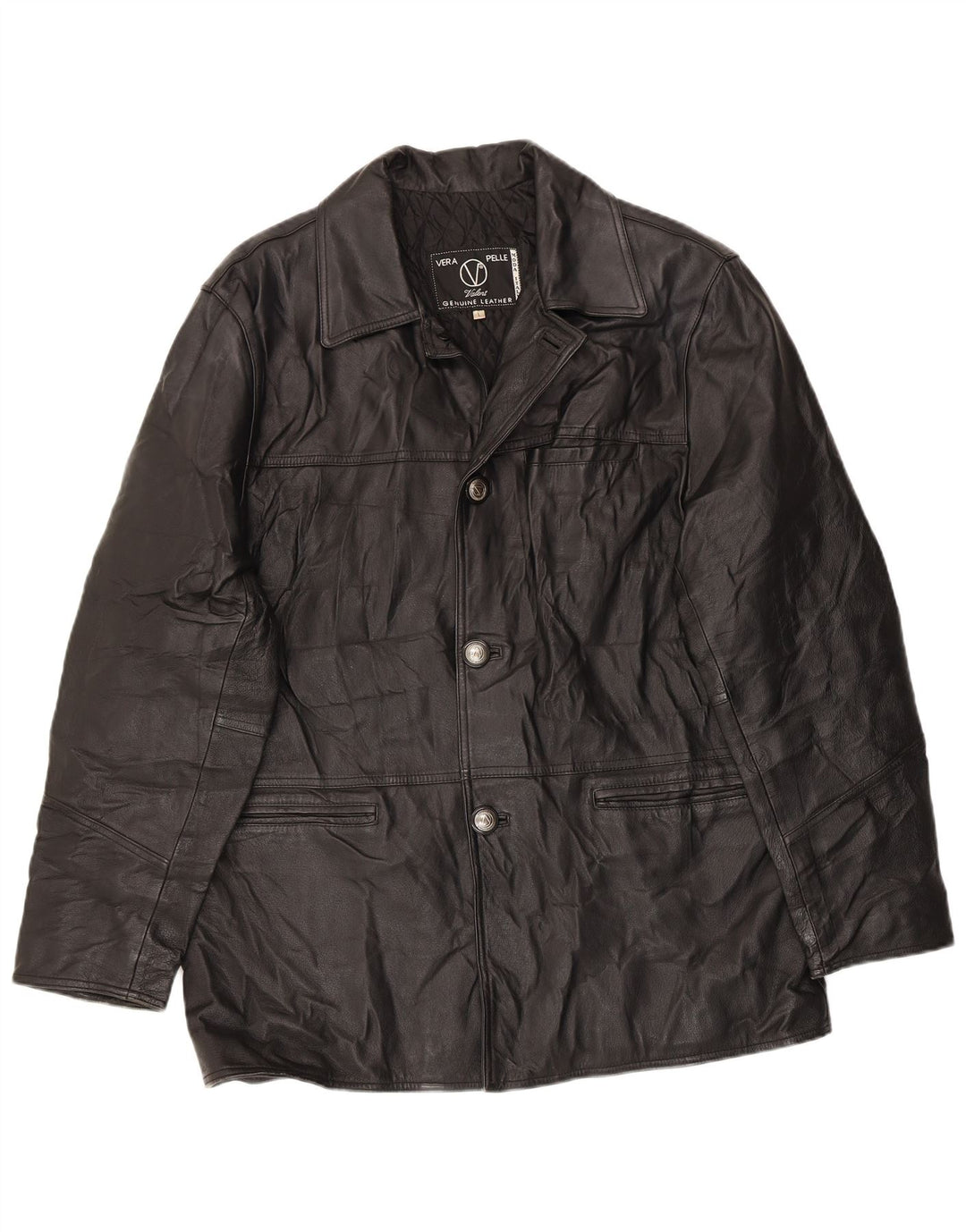 VALENT Mens Leather Jacket UK 40 Large Black Leather