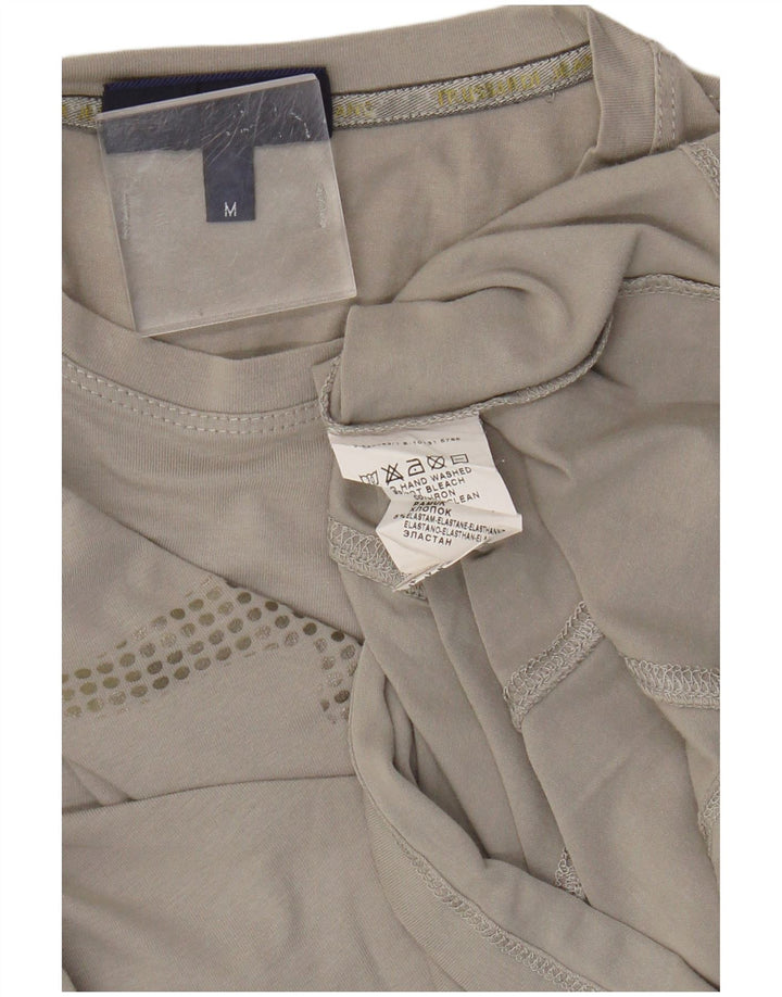 Trussardi Jeans Mujer Camiseta Gráfica Manga Larga UK 44 Algodón Gris Medio