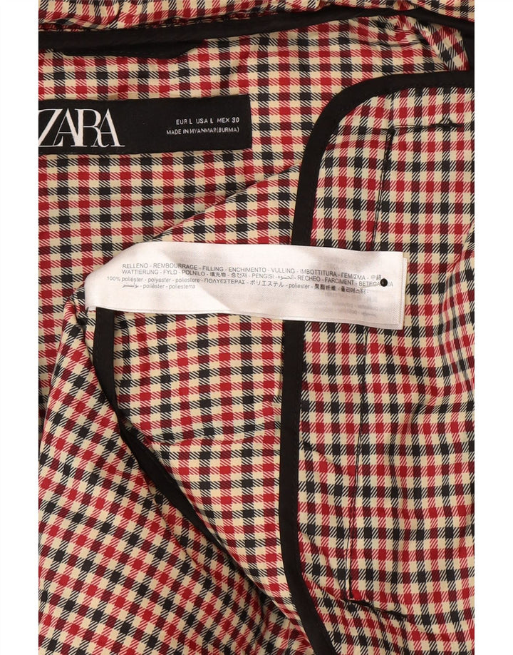 Zara Mujer Chaqueta Acolchada Con Capucha UK 46 Grande Poliéster Negro Invierno