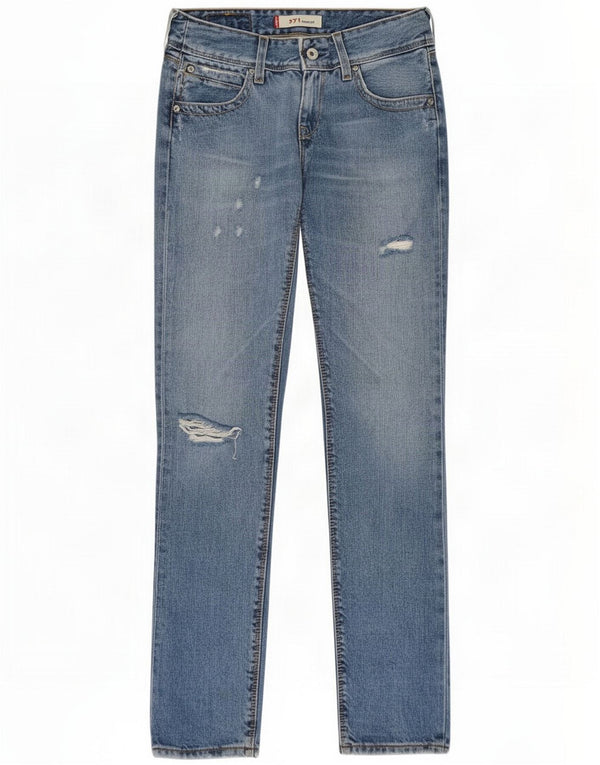 Levi's Womens 571 Distressed Slim Jeans W26 L32 Blue Cotton