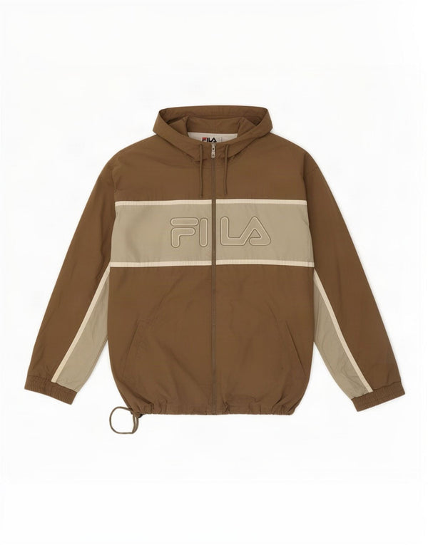 Fila Mens Graphic Hooded Chándal Top Chaqueta IT 56 XL Beige Colorblock