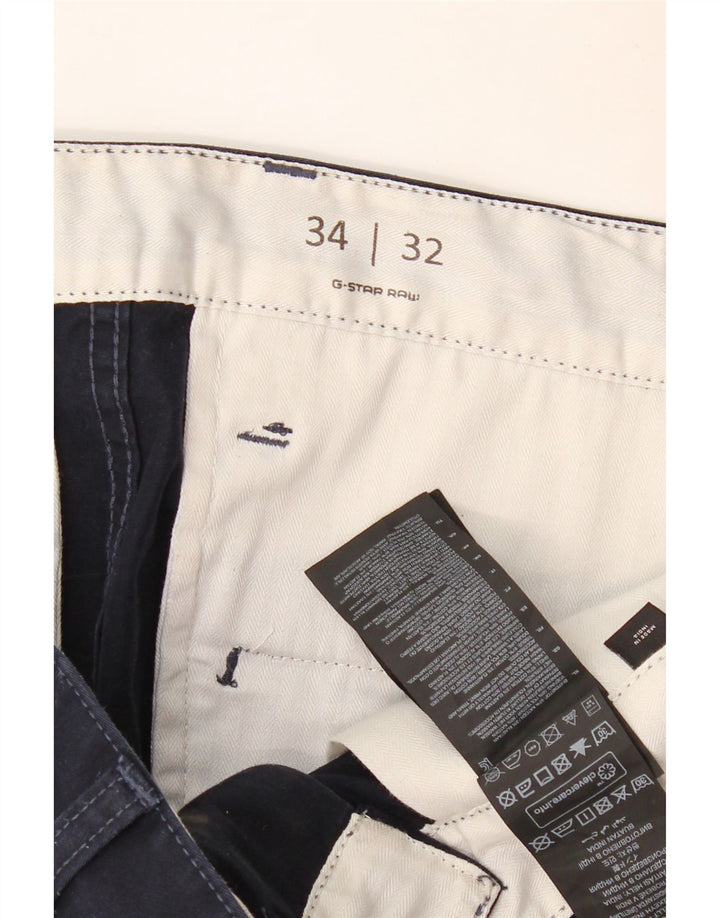 G-STAR Pantalón chino ajustado para hombre W34 L32 Algodón azul marino