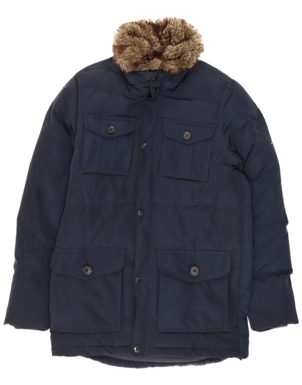 Tommy Hilfiger Abrigo acolchado para hombre UK 36 Small Poliéster azul marino