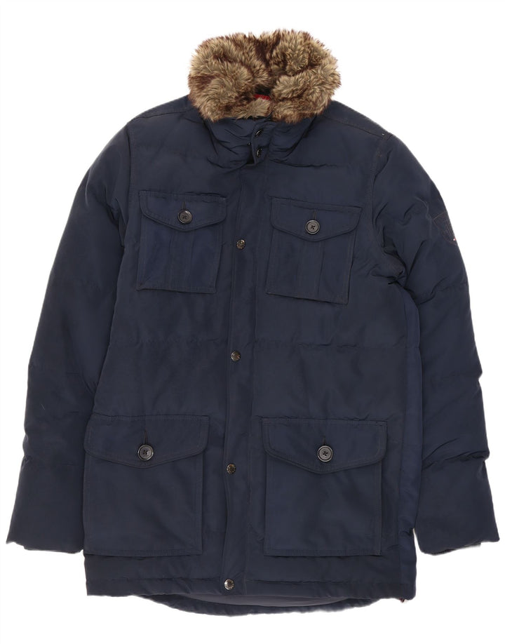 Tommy Hilfiger Abrigo acolchado para hombre UK 36 Small Poliéster azul marino