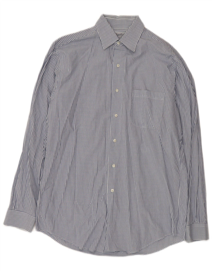 BROOKS BROTHERS Camisa para hombre Talla 15 1/2 Algodón a cuadros azul mediano