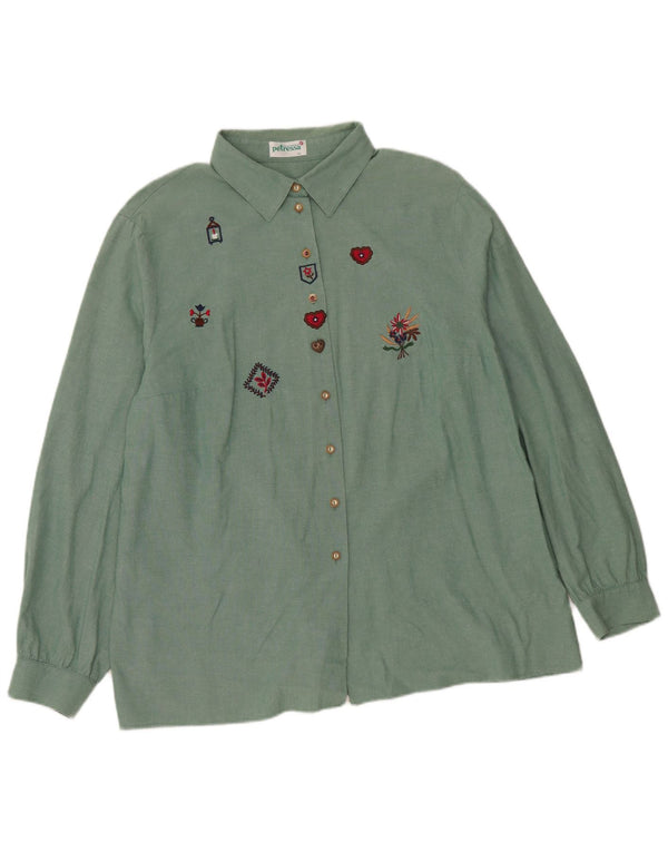 Petressa Camisa Holgada De Mujer EU 44 XL Algodón Floral Verde