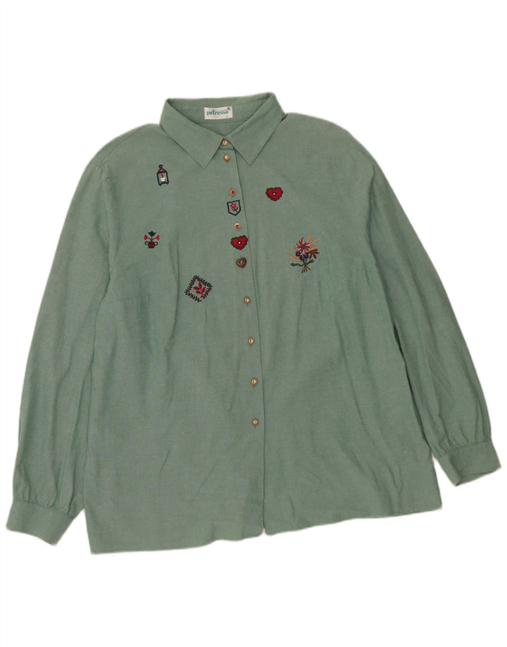 Petressa Camisa Holgada De Mujer EU 44 XL Algodón Floral Verde