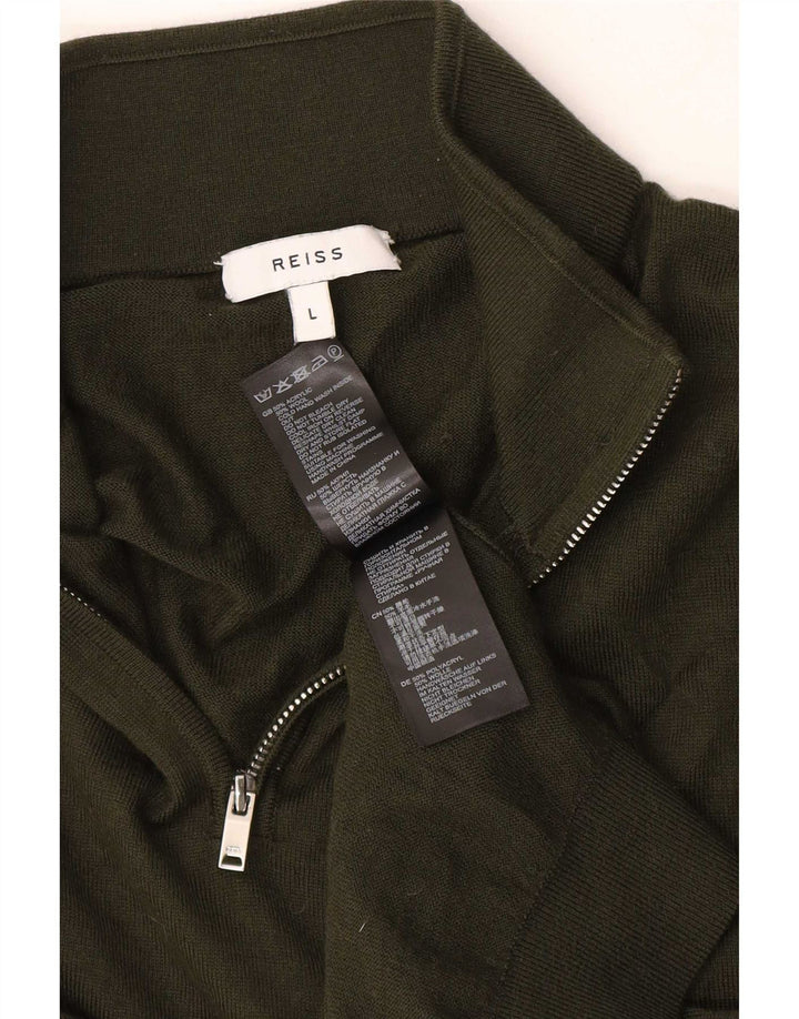 Jersey Reiss Hombre Con Cremallera Y Cuello En Acrílico Verde Grande