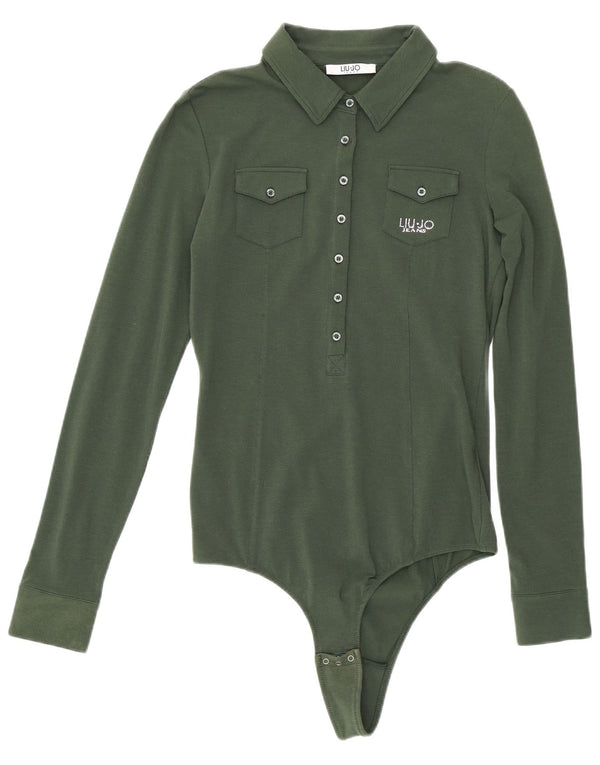 Liu Jo - Body tipo camisa para mujer, talla 40, algodón verde pequeño