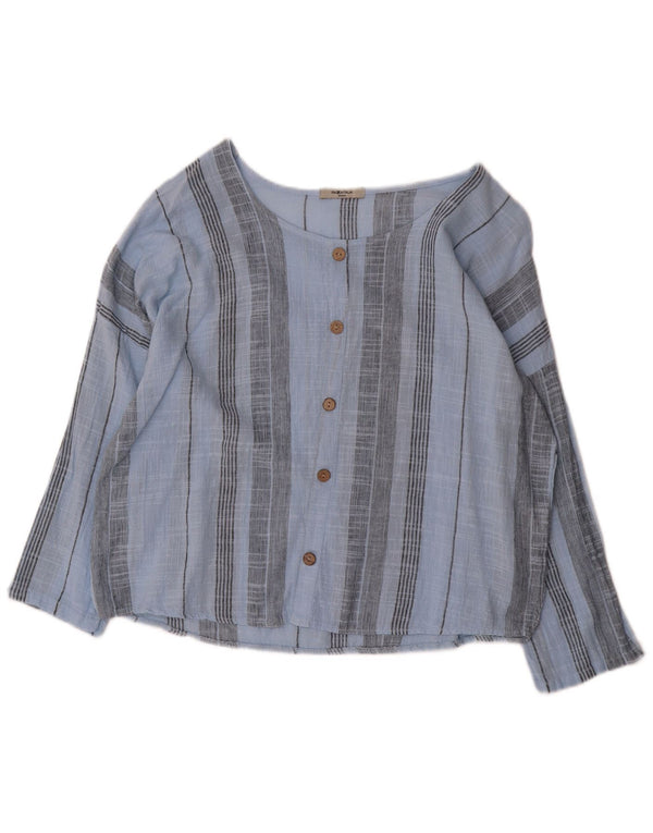 PIAZZA ITALIA Blusa de manga larga para mujer UK 46 Grande Azul Rayas