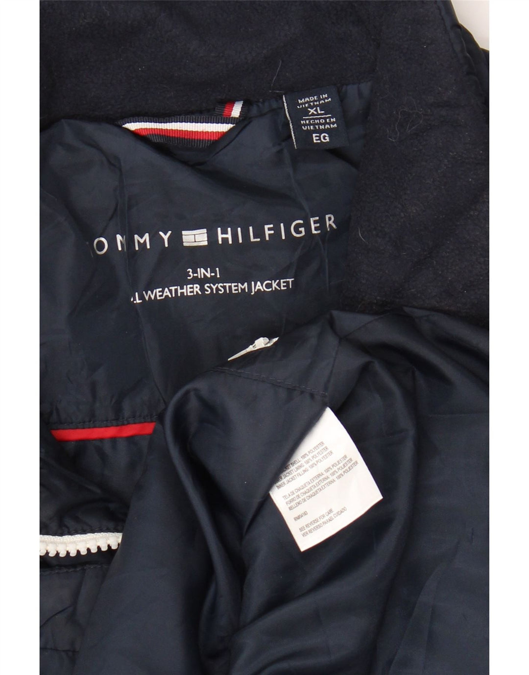 TOMMY HILFIGER Womens Padded Jacket UK 18 XL Navy Blue Polyester