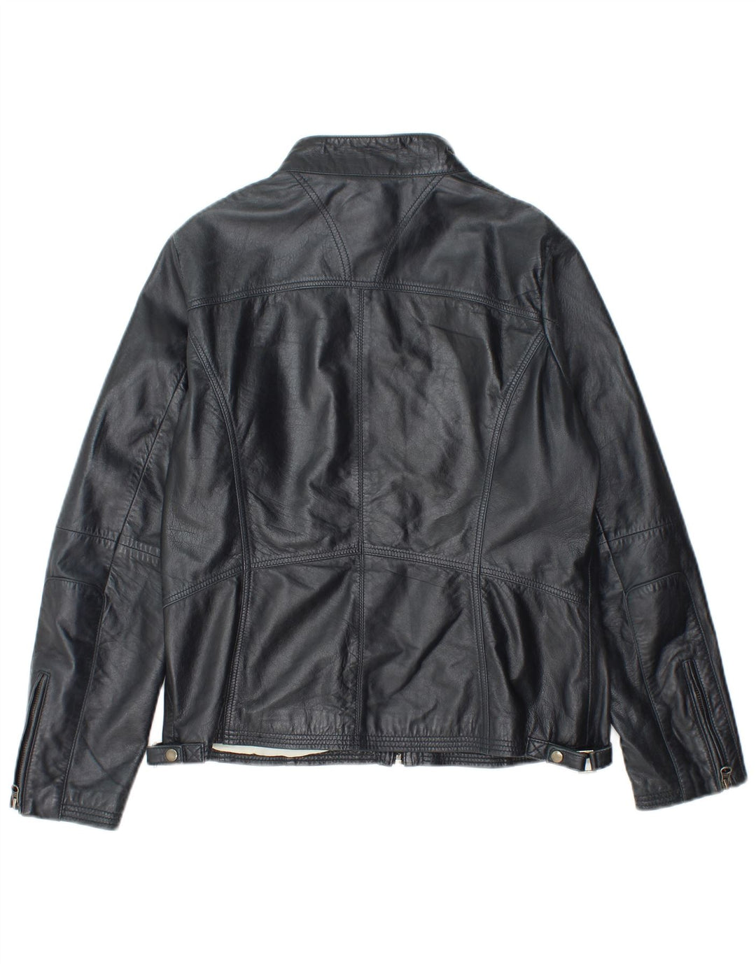 Chaqueta de cuero vintage para mujer IT 48 XL cuero azul marino