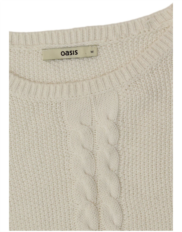 Oasis - Jersey para mujer con cuello barco, talla 40, algodón blanco mediano