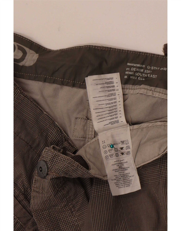 G-Star Pantalones cortos tipo cargo para hombre W34 Algodón a cuadros grises grandes