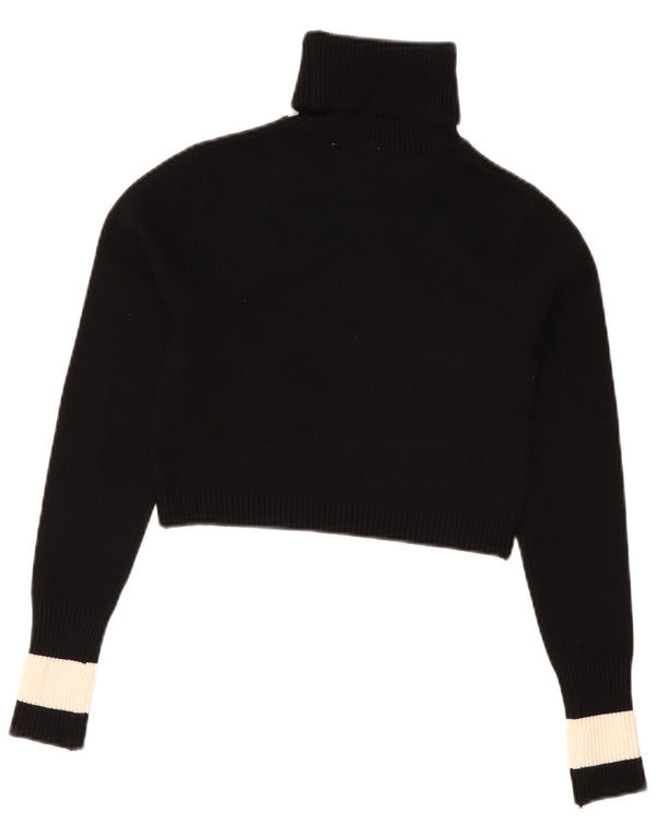 Zara Mujer Crop Roll Neck Jumper Sweater UK 40 Medium Negro Colorblock