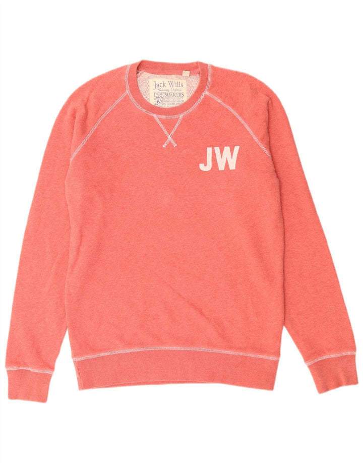 JACK WILLS Sudadera gráfica para hombre Jumper Medium Red Cotton