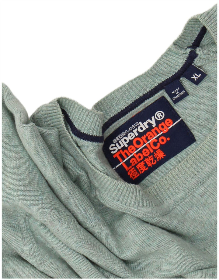 SUPERDRY Jersey de cuello redondo para hombre XL Verde moteado