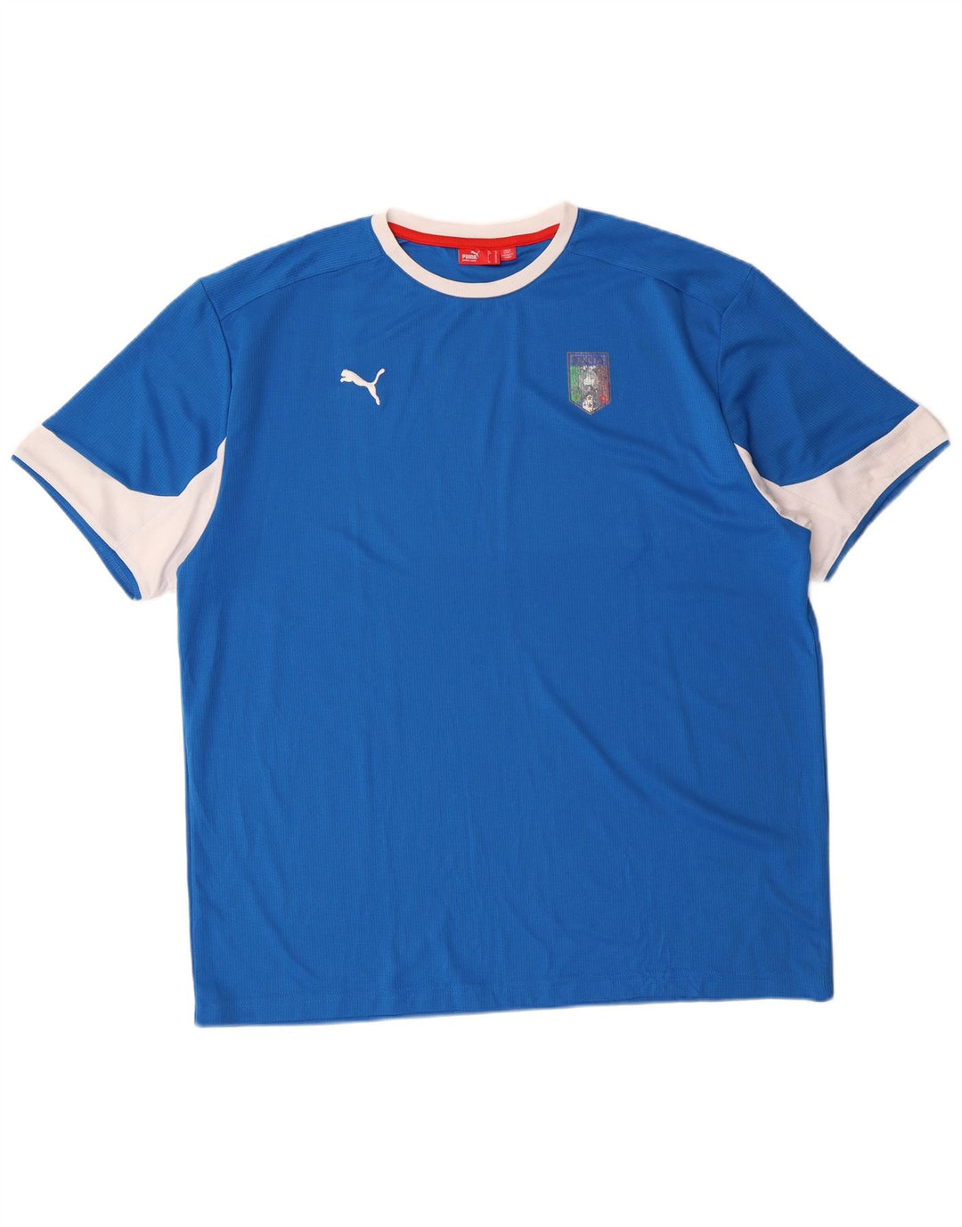 Puma Mens Italia Camiseta Top XL Azul Colorblock Poliéster
