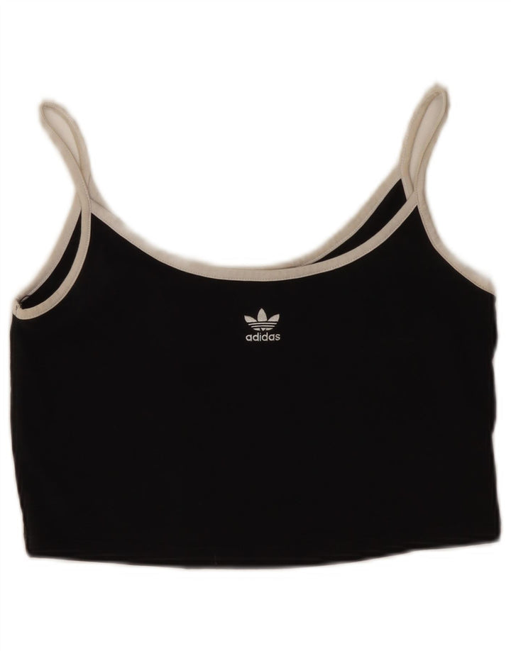 Adidas Mujer Crop Cami Top UK 8 Pequeño Algodón Negro