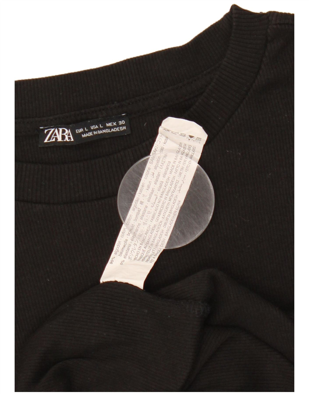 ZARA Vestido tipo jersey para mujer UK 44 Grande Algodón negro