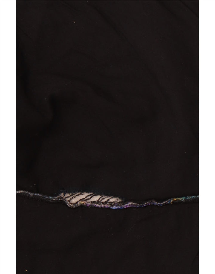 Vintage mujer chaleco abierto Reino Unido 12 medio negro floral