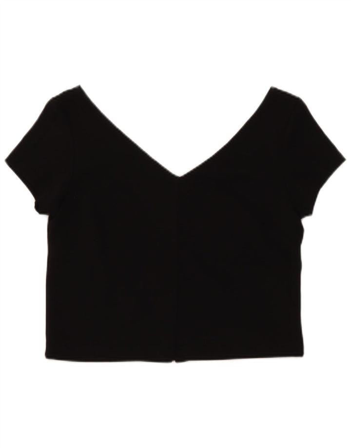 Zara Mujer Crop Top UK 44 Grande Poliéster Negro