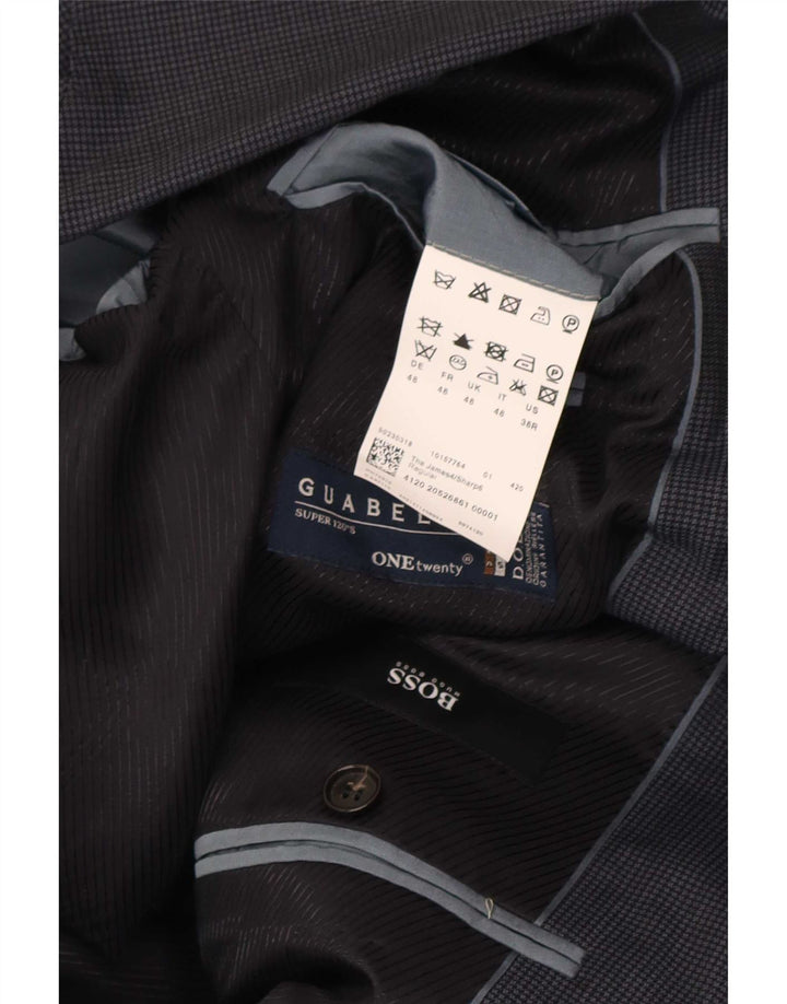 Hugo Boss Chaqueta tipo blazer de 2 botones para hombre EU 48 Lana de pata de gallo gris medio