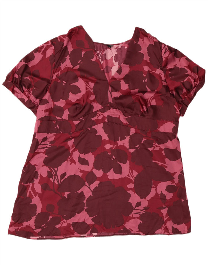 MOSSIMO Blusa para mujer Top US 28 5XL Poliéster floral burdeos