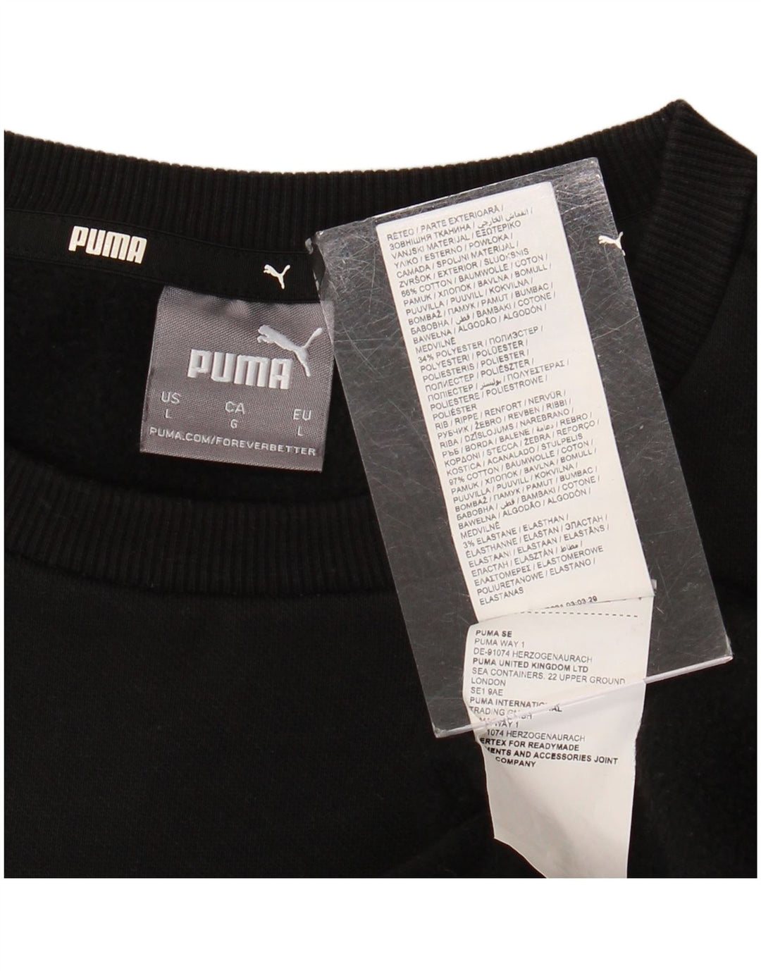 Puma Hombre Sudadera Jumper Grande Algodón Negro