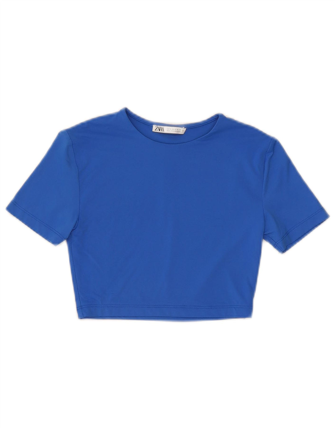 Zara Mujer Crop Camiseta Top UK 8 Small Azul