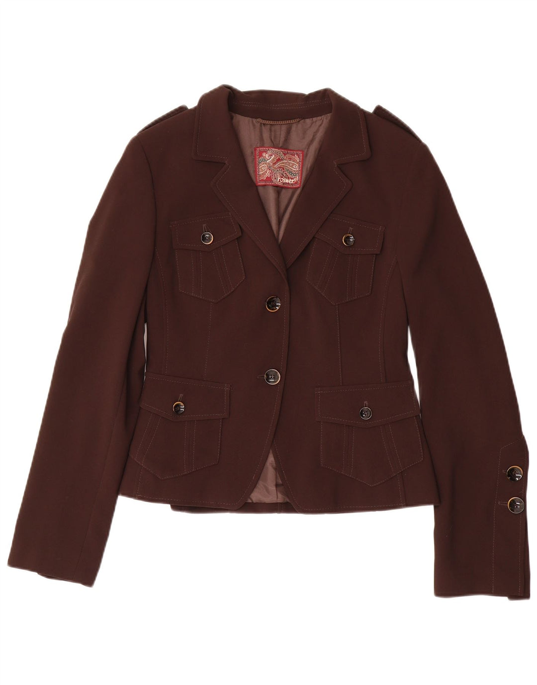 Rosner Chaqueta militar de 2 botones para hombre EU 36 Small Marrón Poliéster