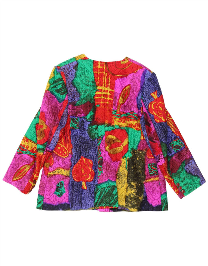 VINTAGE Mujer 5 Botones Blazer Chaqueta Reino Unido 14 Medio Multicolor Floral