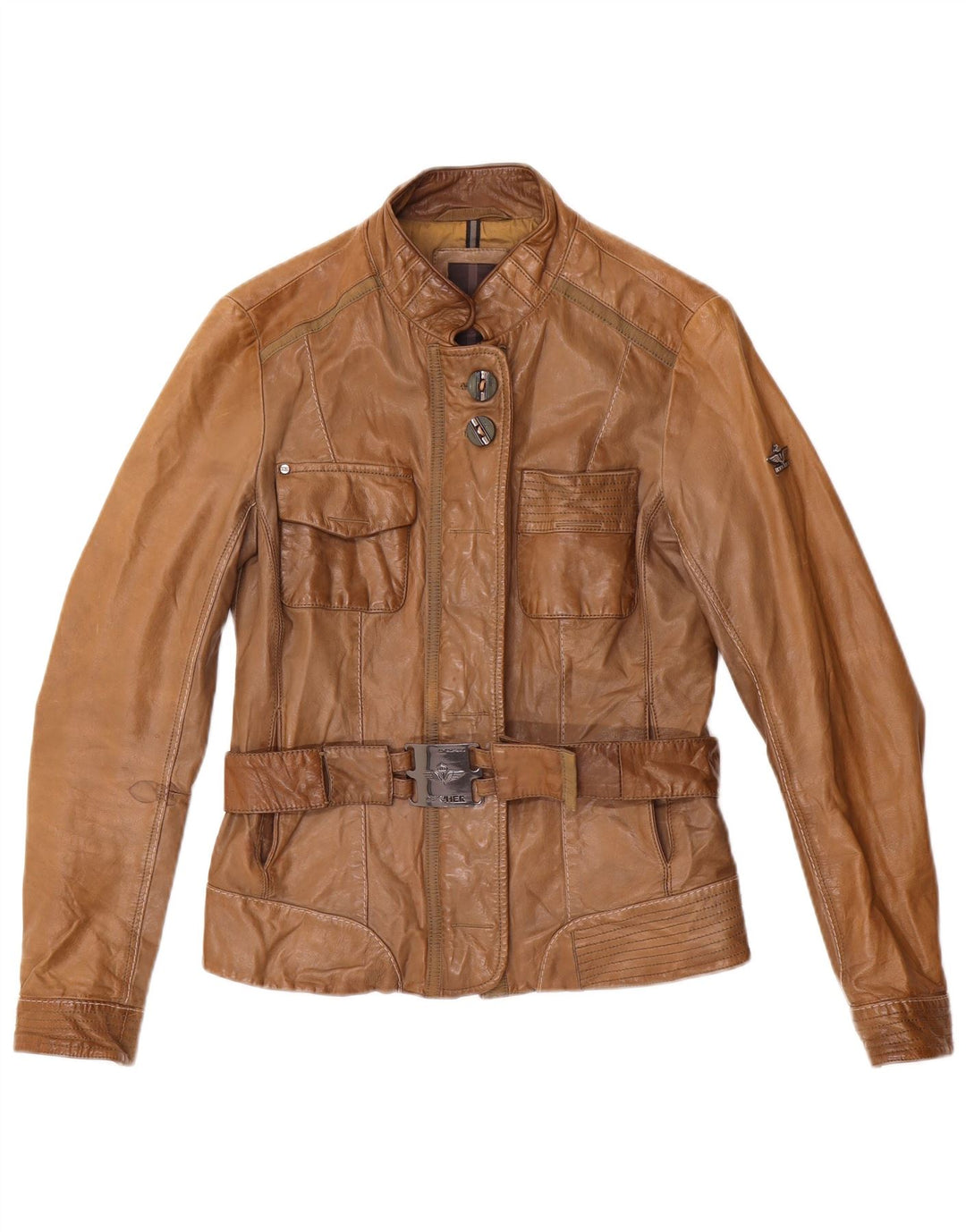 Dekker Chaqueta de cuero para mujer UK 10 Small Brown Leather