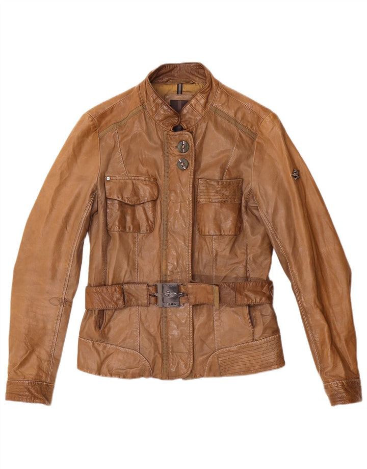 Dekker Chaqueta de cuero para mujer UK 10 Small Brown Leather