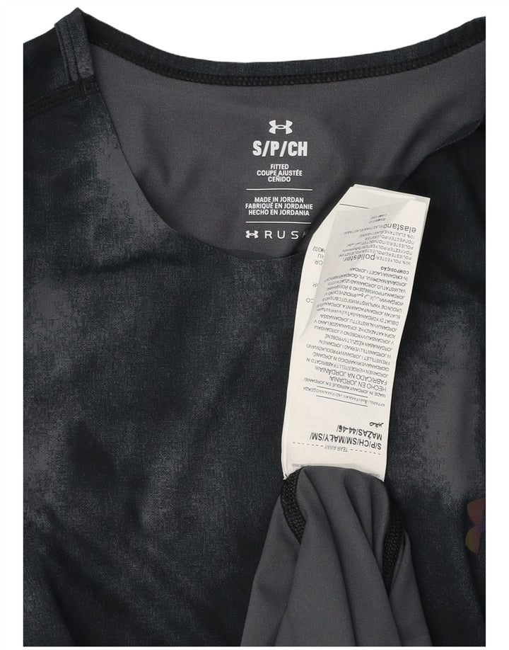 Under Armour Camiseta ajustada para hombre Top pequeño poliéster teñido anudado negro