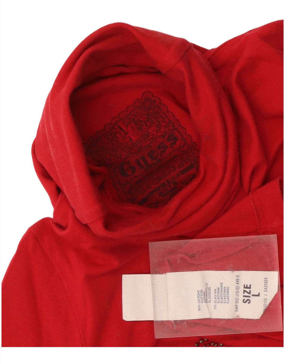 Guess Top gráfico para mujer de manga larga UK 44 Grande Algodón rojo